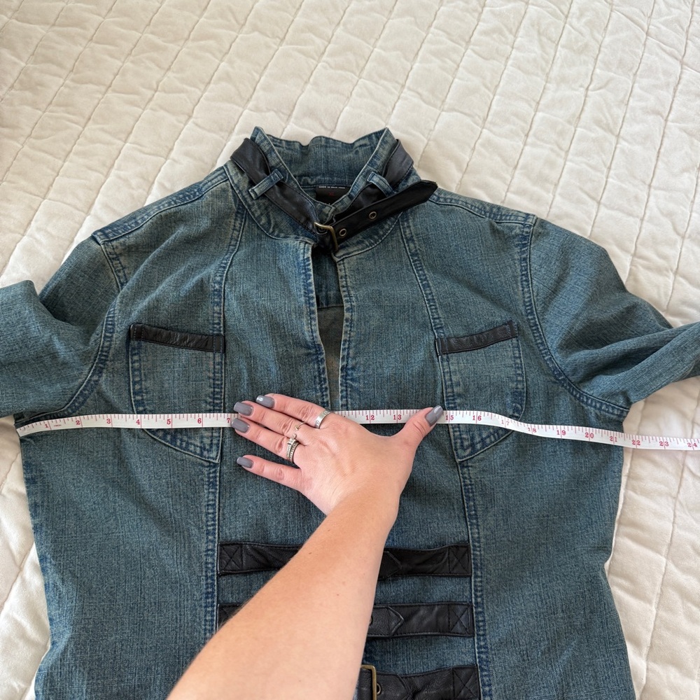 Vintage Y2K FUBU “fatty girl” denim leather belted coat steampunk grunge size XL - Picture 8 of 10